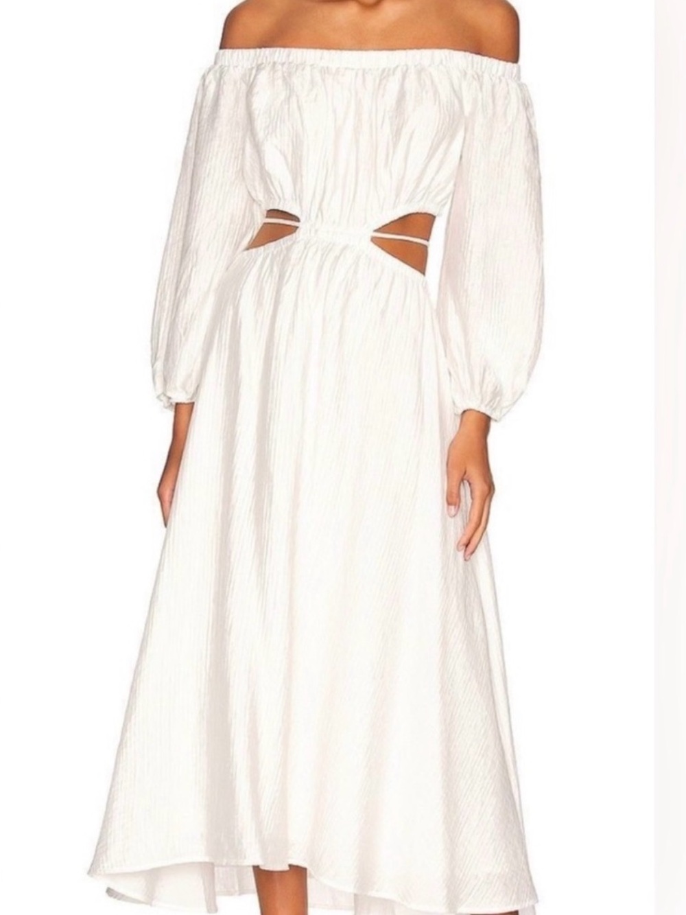 ASTR The Label Off-Shoulder White Cutout Midi Dress